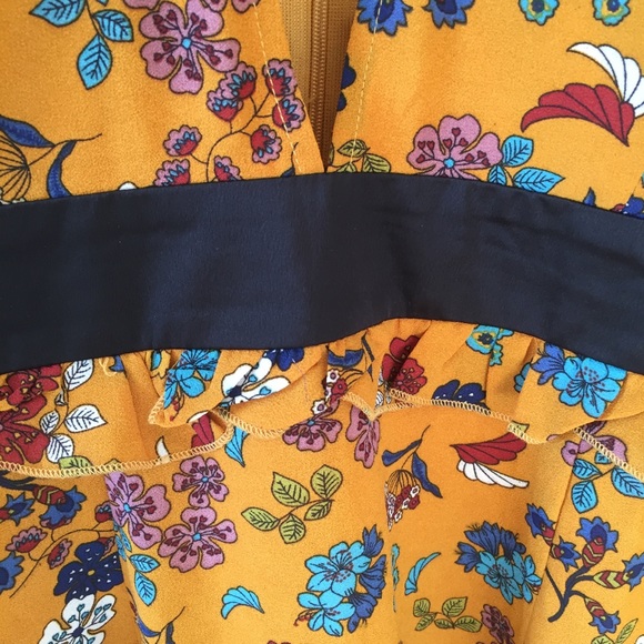 Burgundy Mustard Ruffle Dress - Picture 7 of 8